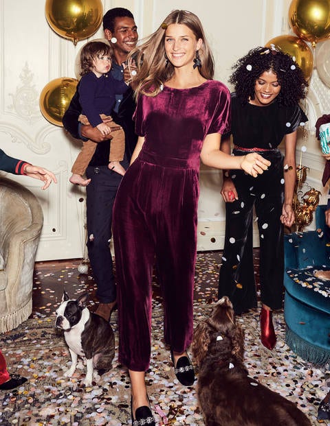 Aston Velvet Jumpsuit - Mulled Wine Aston Velvet Jumpsuit - Mulled Wine