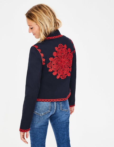 Lisbon Embroidered Jacket - Navy Lisbon Embroidered Jacket - Navy
