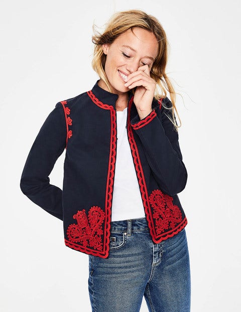 Lisbon Embroidered Jacket - Navy Lisbon Embroidered Jacket - Navy