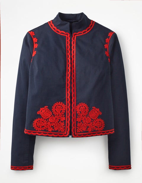 Lisbon Embroidered Jacket - Navy Lisbon Embroidered Jacket - Navy