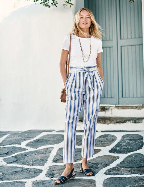 St Ives Paperbag Trousers - Cobalt Stripe St Ives Paperbag Trousers - Cobalt Stripe