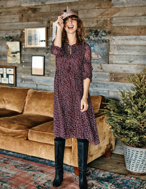 Iona Midi Dress - Dark Burgundy, Twinkle Vine Iona Midi Dress - Dark Burgundy, Twinkle Vine