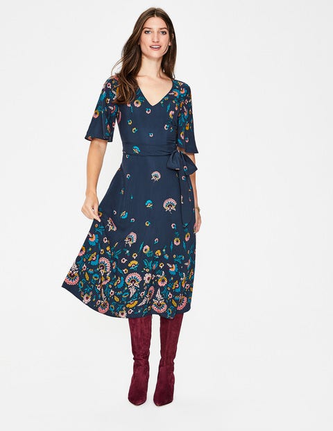 Emilie Midikleid - Navy, Blumen Emilie Midikleid - Navy, Blumen
