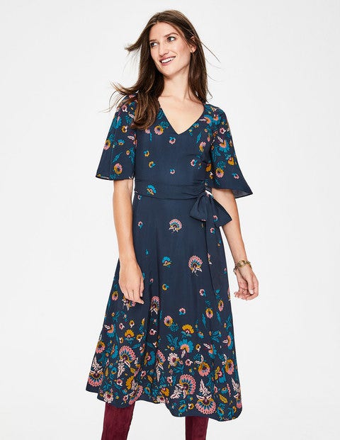 Emilie Midikleid - Navy, Blumen Emilie Midikleid - Navy, Blumen