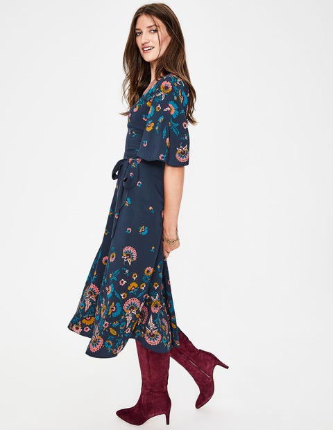 Emilie Midikleid - Navy, Blumen Emilie Midikleid - Navy, Blumen