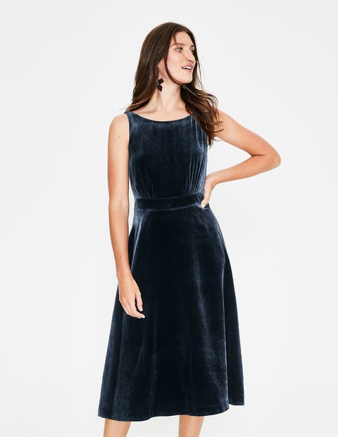Thomasina Velvet Midi Dress - Navy Thomasina Velvet Midi Dress - Navy