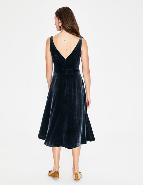 Thomasina Velvet Midi Dress - Navy Thomasina Velvet Midi Dress - Navy