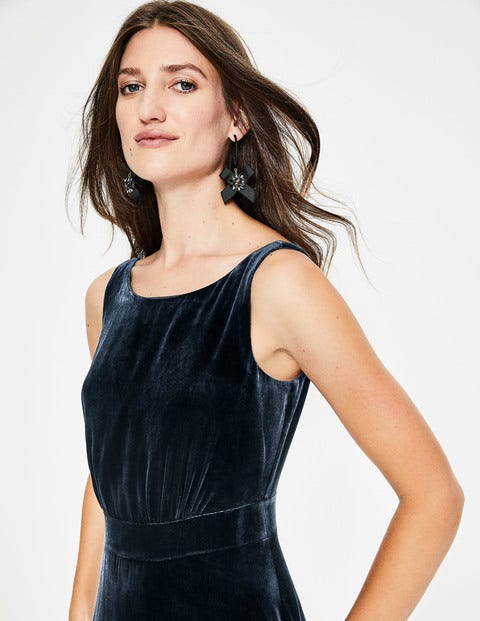 Thomasina Velvet Midi Dress - Navy Thomasina Velvet Midi Dress - Navy