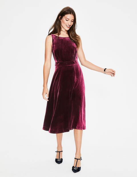 Thomasina Velvet Midi Dress - Mulled Wine Thomasina Velvet Midi Dress - Mulled Wine