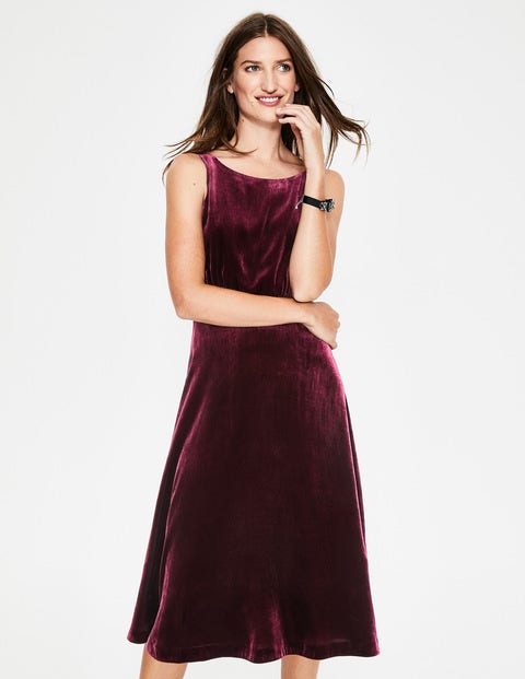Thomasina Velvet Midi Dress - Mulled Wine Thomasina Velvet Midi Dress - Mulled Wine
