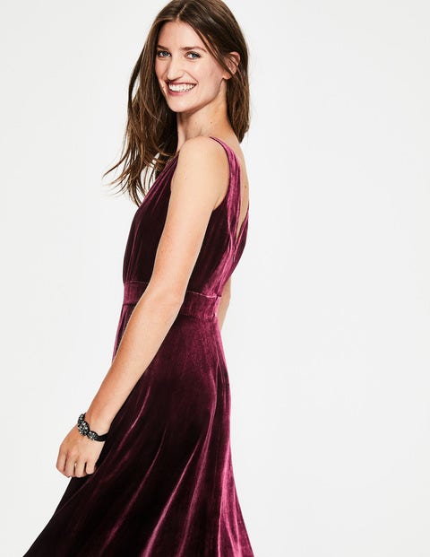 Thomasina Velvet Midi Dress - Mulled Wine Thomasina Velvet Midi Dress - Mulled Wine