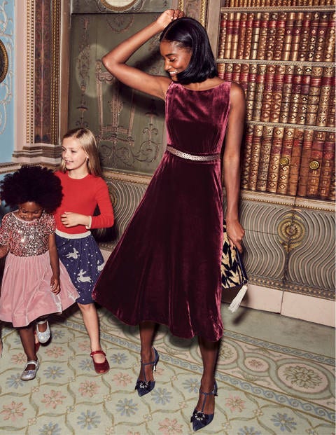 Thomasina Velvet Midi Dress - Mulled Wine Thomasina Velvet Midi Dress - Mulled Wine