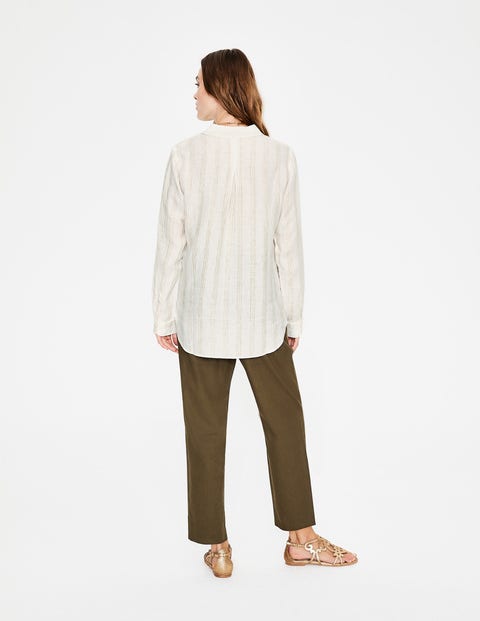 Linen Shirt - Ivory & Gold Metallic Stripe Linen Shirt - Ivory & Gold Metallic Stripe