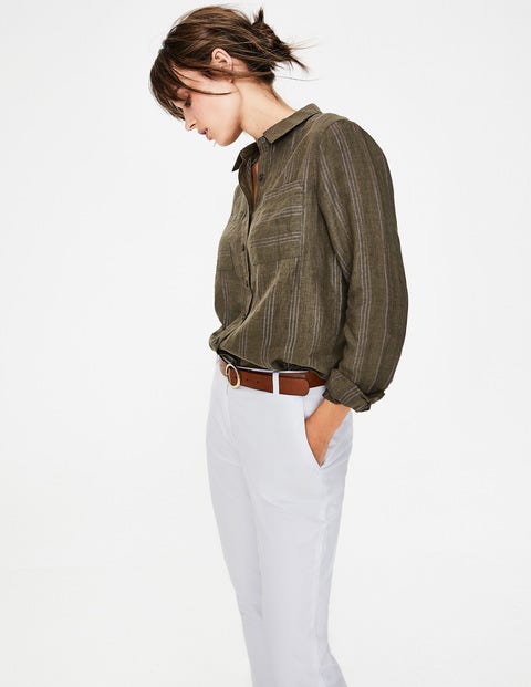 Linen Shirt - Khaki Metallic Stripe Linen Shirt - Khaki Metallic Stripe