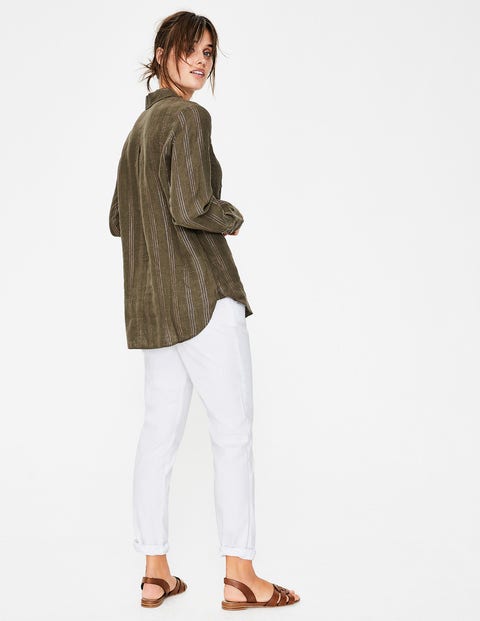 Linen Shirt - Khaki Metallic Stripe Linen Shirt - Khaki Metallic Stripe