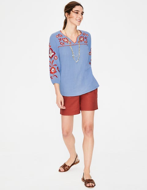 Abigail Embroidered Top - Heron Blue Abigail Embroidered Top - Heron Blue