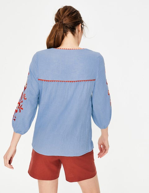 Abigail Embroidered Top - Heron Blue Abigail Embroidered Top - Heron Blue