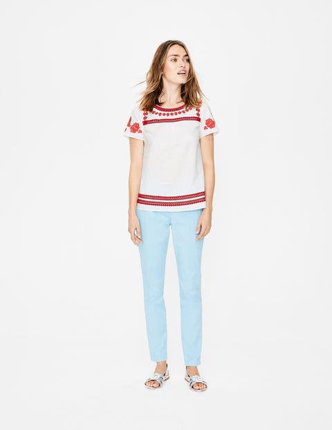 Fiona Embroidered Top - White with Sunset Fiona Embroidered Top - White with Sunset