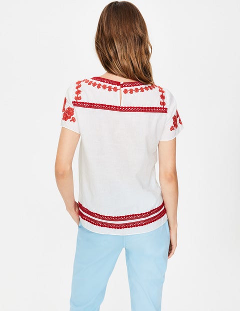 Fiona Embroidered Top - White with Sunset Fiona Embroidered Top - White with Sunset