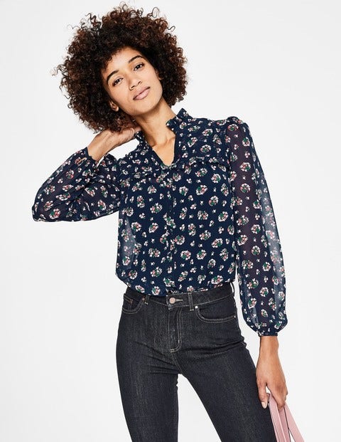 Anya Blouse - Navy Posy Bloom Anya Blouse - Navy Posy Bloom
