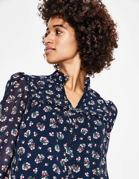 Anya Blouse - Navy Posy Bloom Anya Blouse - Navy Posy Bloom