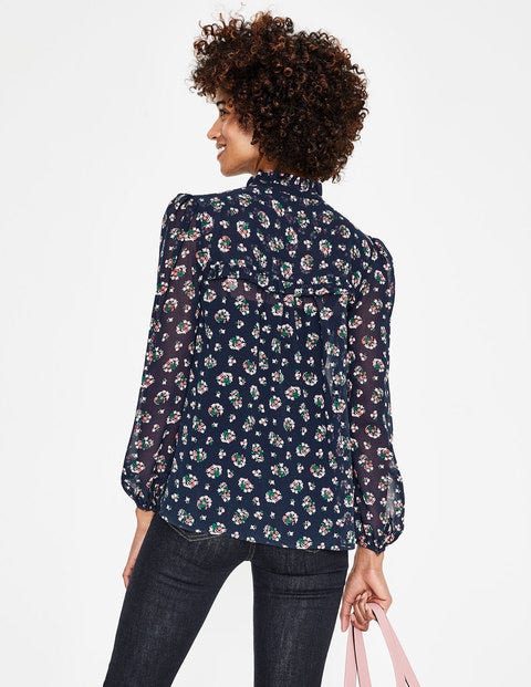 Anya Blouse - Navy Posy Bloom Anya Blouse - Navy Posy Bloom
