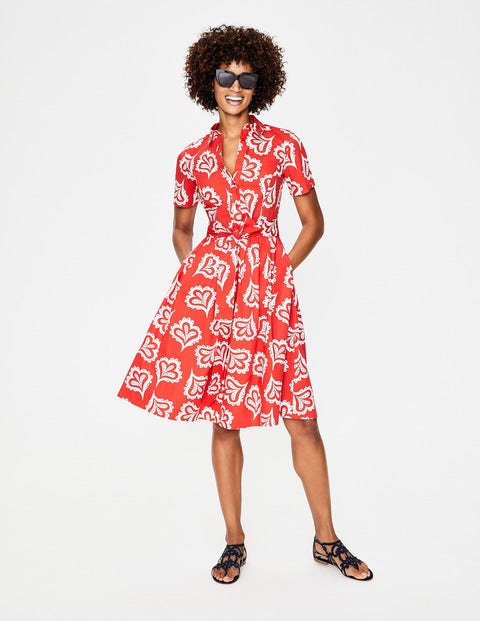 Anastasia Shirt Dress - Red Pop & Ivory Falling Petal Anastasia Shirt Dress - Red Pop & Ivory Falling Petal