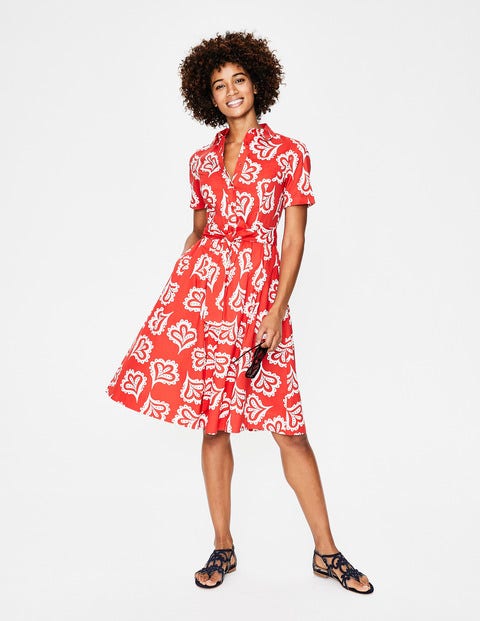 Anastasia Shirt Dress - Red Pop & Ivory Falling Petal Anastasia Shirt Dress - Red Pop & Ivory Falling Petal