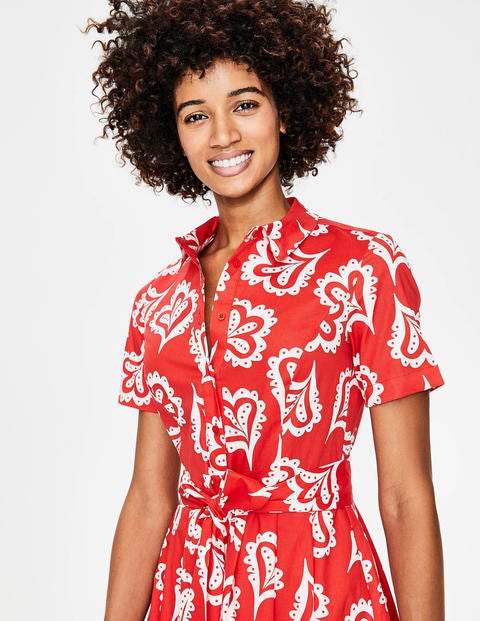 Anastasia Shirt Dress - Red Pop & Ivory Falling Petal Anastasia Shirt Dress - Red Pop & Ivory Falling Petal