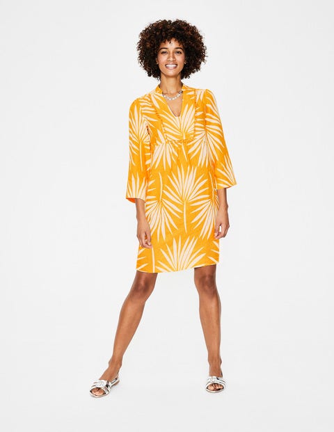 Evangeline Linen Tunic - Happy Holiday Palm Evangeline Linen Tunic - Happy Holiday Palm
