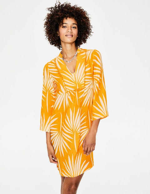Evangeline Linen Tunic - Happy Holiday Palm Evangeline Linen Tunic - Happy Holiday Palm