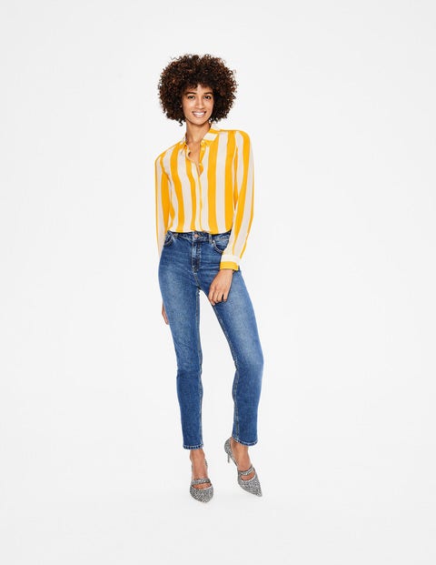 The Silk Shirt - Ivory & Happy Stripe The Silk Shirt - Ivory & Happy Stripe