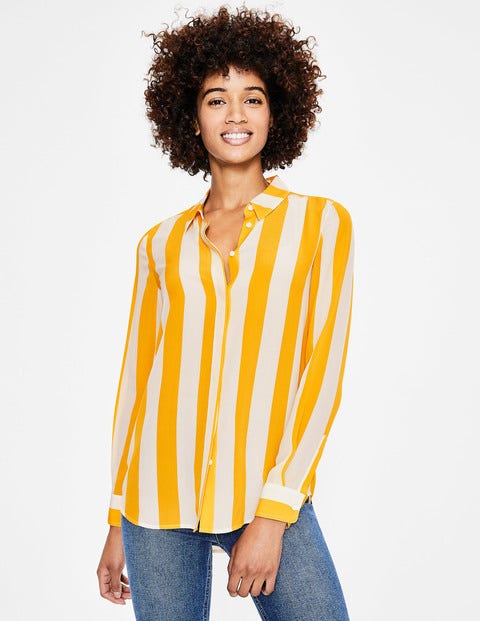 The Silk Shirt - Ivory & Happy Stripe The Silk Shirt - Ivory & Happy Stripe