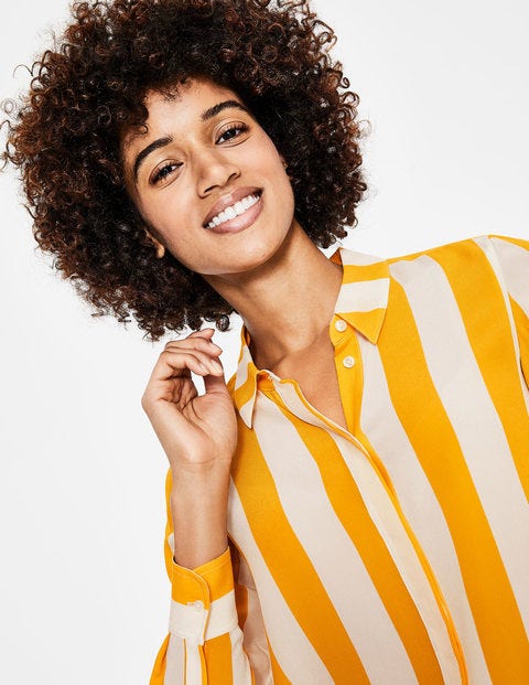 The Silk Shirt - Ivory & Happy Stripe The Silk Shirt - Ivory & Happy Stripe