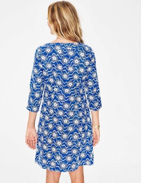 Casual Linen Tunic - Cobalt, Starry Wave Casual Linen Tunic - Cobalt, Starry Wave