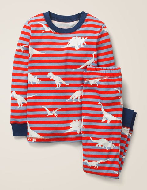 Glow-In-The-Dark Pyjamas - Poppadew Red/Grey Dinosaurs Glow-In-The-Dark Pyjamas - Poppadew Red/Grey Dinosaurs