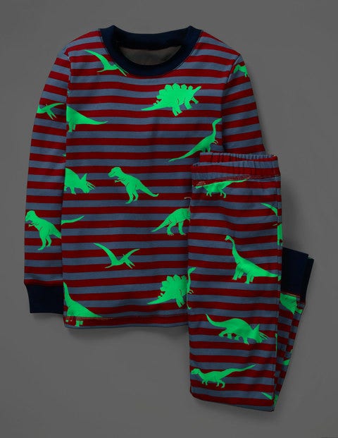Glow-In-The-Dark Pyjamas - Poppadew Red/Grey Dinosaurs Glow-In-The-Dark Pyjamas - Poppadew Red/Grey Dinosaurs
