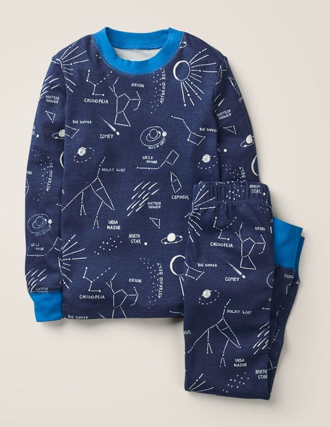 Glow-In-The-Dark Pyjamas - College Blue Star Gazing Glow-In-The-Dark Pyjamas - College Blue Star Gazing