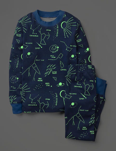 Glow-In-The-Dark Pyjamas - College Blue Star Gazing Glow-In-The-Dark Pyjamas - College Blue Star Gazing