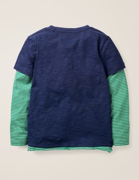 Layered Graphic Pocket T-Shirt - College Blue Layered Graphic Pocket T-Shirt - College Blue