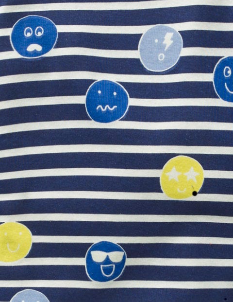 Cosy Long John Pyjamas - Starboard Blue/Ecru Faces Cosy Long John Pyjamas - Starboard Blue/Ecru Faces