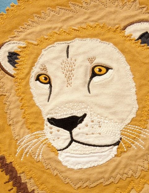 Big Animal Appliqué T-Shirt - Wren Blue Lion Big Animal Appliqué T-Shirt - Wren Blue Lion