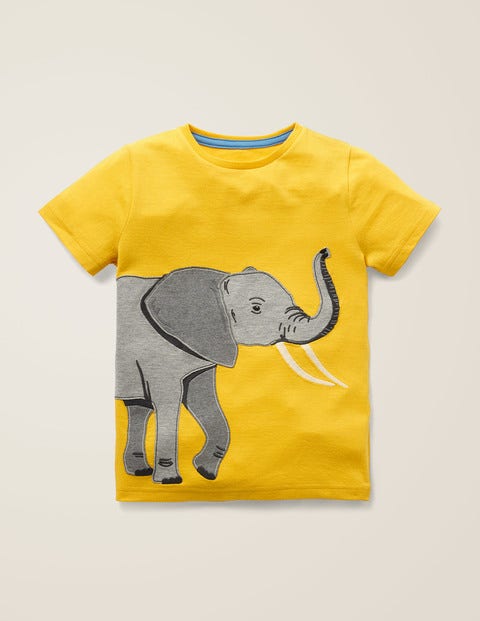 Big Animal Appliqué T-Shirt - Mustard Yellow Elephant Big Animal Appliqué T-Shirt - Mustard Yellow Elephant