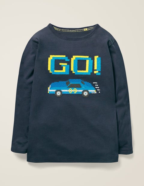 Embroidered Graphic T-Shirt - Stormy Blue Race Car Embroidered Graphic T-Shirt - Stormy Blue Race Car