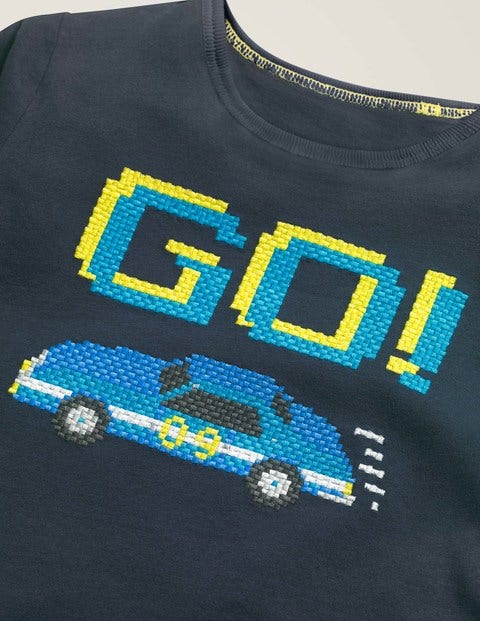 Embroidered Graphic T-Shirt - Stormy Blue Race Car Embroidered Graphic T-Shirt - Stormy Blue Race Car