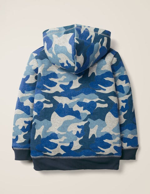 Shaggy-Lined Zip-Up Hoodie - Blue/Grey Marl Camo Shaggy-Lined Zip-Up Hoodie - Blue/Grey Marl Camo