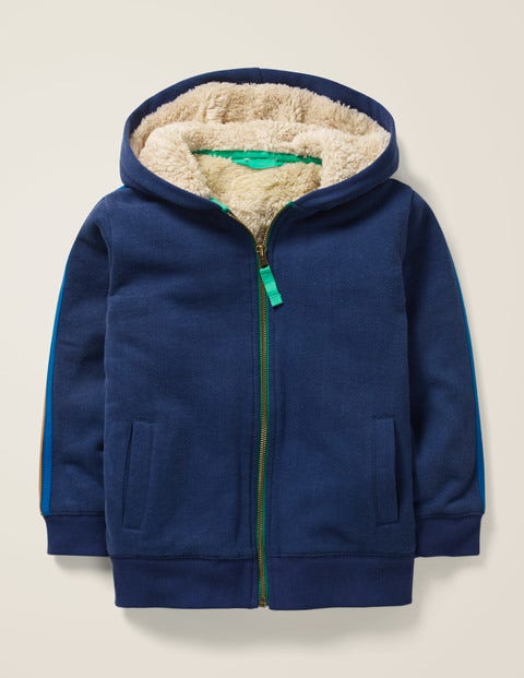 Shaggy-Lined Zip-Up Hoodie - College Blue Shaggy-Lined Zip-Up Hoodie - College Blue