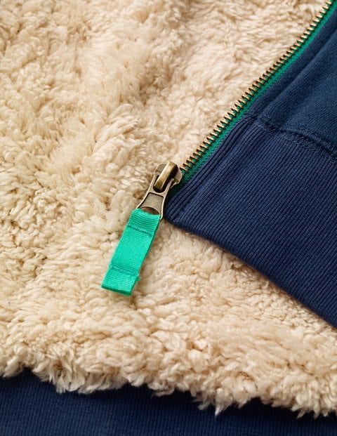 Shaggy-Lined Zip-Up Hoodie - College Blue Shaggy-Lined Zip-Up Hoodie - College Blue