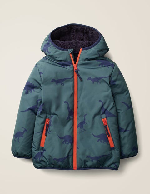 Teddy-Lined Anorak - Emerald Night Dinosaurs Teddy-Lined Anorak - Emerald Night Dinosaurs