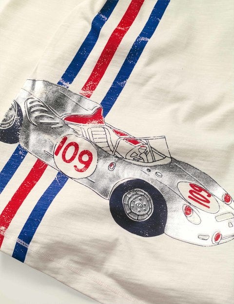 Metallic Fast Vehicle T-Shirt - Ivory Sports Car Metallic Fast Vehicle T-Shirt - Ivory Sports Car